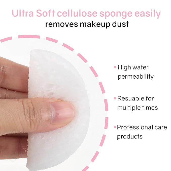 50-Count Compressed Facial Sponges,100% Natural Cellulose Cosmetic Make Up Sponges for Face Daily Facial Cleansing,Exfoliating,Makeup Removal(White)