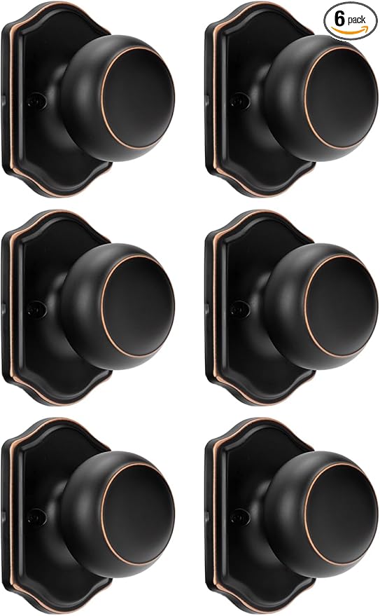 Haidms Oil Rubbed Bronze Dummy Door Knobs Interior, Dummy Interior Door knobs, Bronze Indoor Dummy Doorknobs for Closet or Hall (6 Pack)