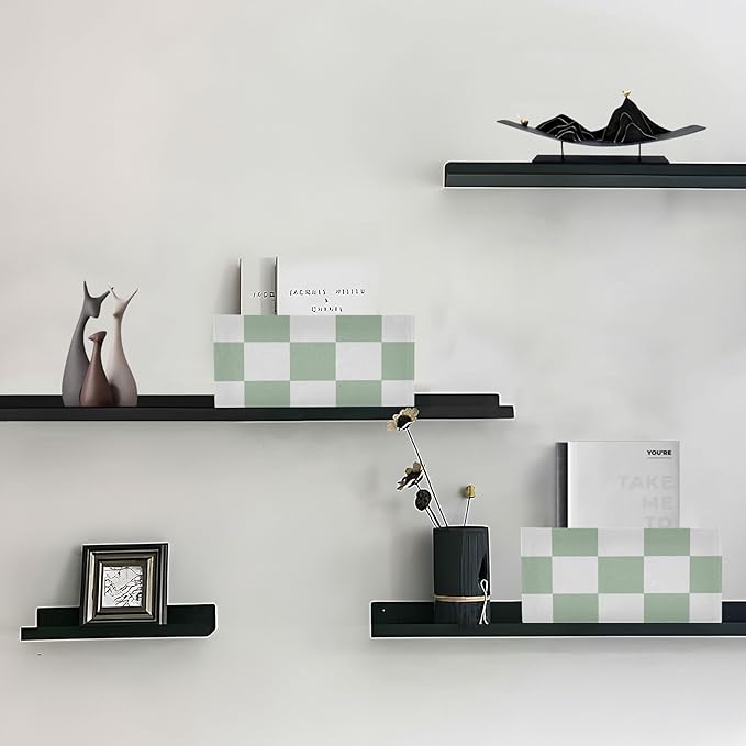 Checkered Green and White Png Closet Storage Bins 2 Pcs Felt Open Home Storage Containers Organizer with Handles Collapsible Shelf Basket for Home Office Craft Room Classroom Fabric