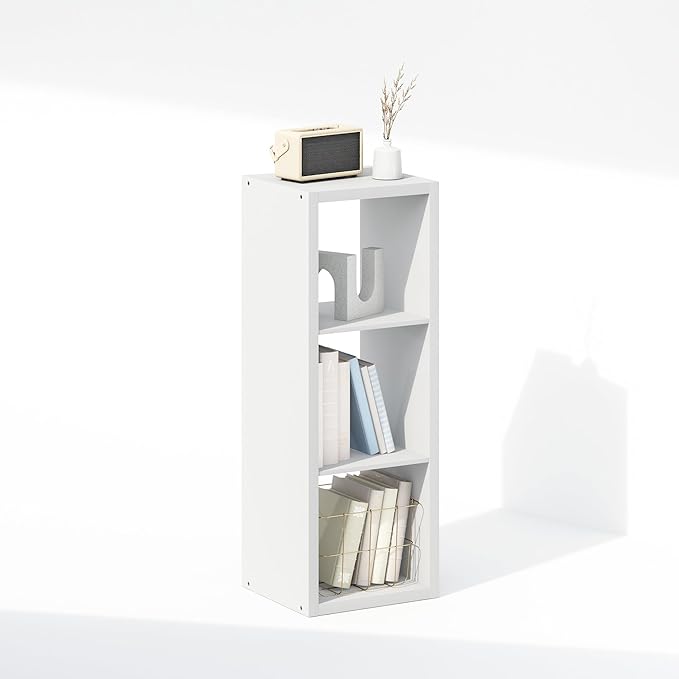 Furinno Cubic Closet Organizers and Storage, 3-Cube Closet Organizer, Open Shelf Closet Storage, Extra Thick Frame for Wardrobe, Bedroom, Living Room, White