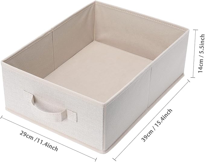BOMKEE Clothings Collapsible Storage Bins, Foldable Organizers and Storage Baskets Cube Storage Bin for Bedroom Living Room (4 Pack) (Flaxen, 15.4x11.4x5.5inch)