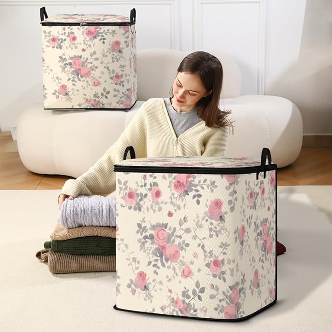 2pcs closet organizers and storage under bed,clothing blanket sweater sheet bedding comforter duvet quilt pillow toy storage bags with lids,dorm room essentials for containers 95L