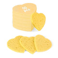 50-Count Heart Shape Compressed Facial Sponges,100% Natural Cellulose Face Sponge Spa Sponges for Removing Dead Skin, Dirt and Makeup(Yellow)
