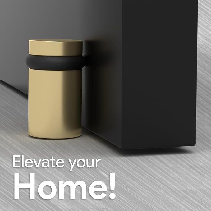 Mega Handles Floor Door Stopper, Quickly Installed Wall Protector, Wall Protectors from Door Knobs, Floor Door Stop with Mounting Hardware Included - Satin Brass - 2 Inch