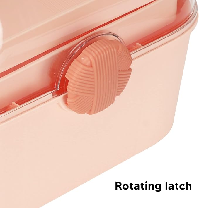 LOCADENCE 3 Layer Craft Organizer Storage Box, Transparent Sealed Dividing Storage Box, Portable Sewing Tackle Case Organizer with Handle for Home Office