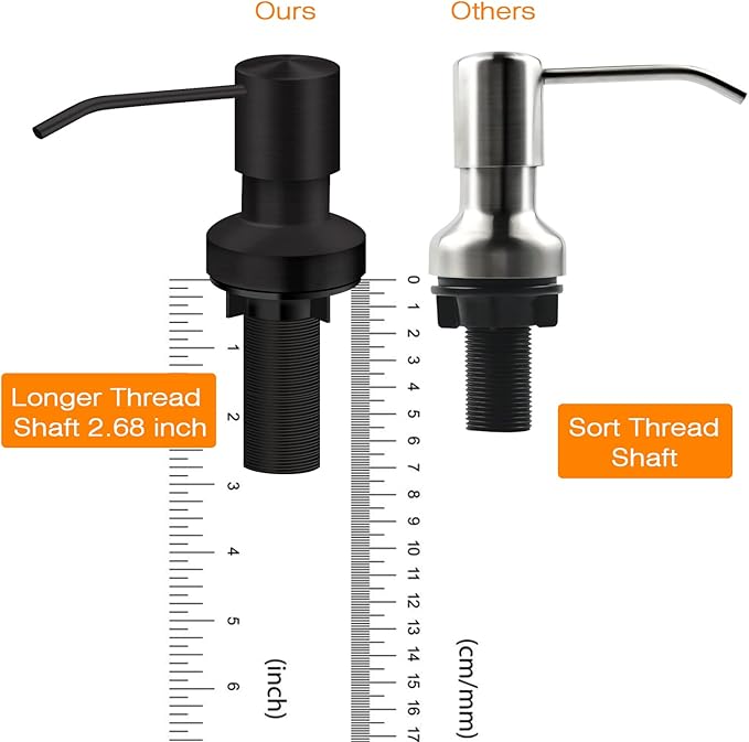 Sink Soap Dispenser for Kitchen Sink, Countertop Built in Sink Soap Dispenser with 47”Extension Tube kit, No Need to Fill The Little Bottle Again (Black)