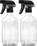 Cleaning Spray Bottles for Plants Misters Inside, 2 Pack 16.9 oz Squirt, Water Spray Bottle Mist Sprayer, No Leak Hair Mister Empty with Adjustable Nozzle (Transparent)