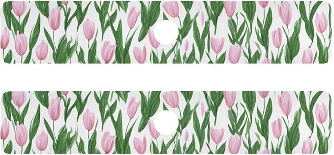 Kitchen Sink Splash Guard 2 PCS 30 Inch Sink Faucet Mat Splash Guard for Bathroom Countertop Water Absorbent Foldable Cuttable Soft Washable Small Tulips Pink