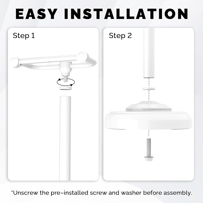 WZKALY Toilet Paper Holder Stand, White Toilet Paper Holder Free Standing, Post Pivoting Design & Stable Weighted Base SUS304 Stainless Steel for Bathroom (Mega Roll)