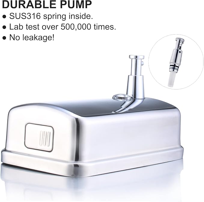 Commercial Soap Dispenser Wall Mount Stainless Steel Manual Liquid Pump Rust-Proof Leak Free for Bathroom (34 fl.oz./1000ml)