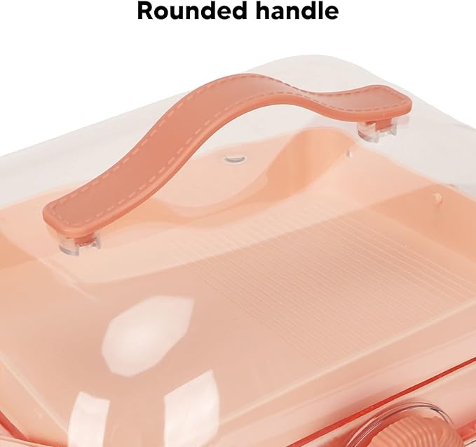 LOCADENCE 3 Layer Craft Organizer Storage Box, Transparent Sealed Dividing Storage Box, Portable Sewing Tackle Case Organizer with Handle for Home Office