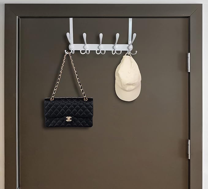 Encozy Over The Door Hooks,Coat Rack for Hanging Clothes Hat Towel (Heavy Duty White 1pcs)