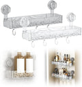 PVZXR Corrugated Suction Cup Storage Holder, 2026 New Movable Shower Shelf Suction Cup,Shower Caddy Large Capacity Bathroom Organizer,No-Drill Wall-Mounted Storage Shelf (Clear + Gray)