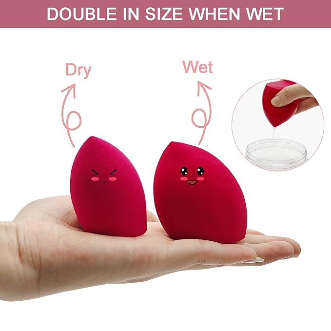 Makeup Sponge Holder Set,Makeup Blending Sponge Storage Drying Rack and Cute Silicon Sponge Carrying Travel Case with 4 Pieces Makeup Sponge Egg for Liquid and Powder