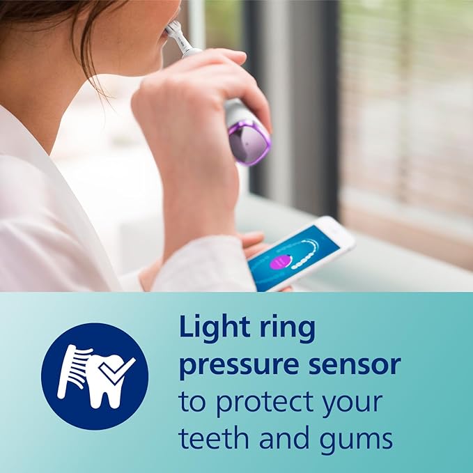 Philips Sonicare DiamondClean Smart 9500 Electric Toothbrush, Sonic Toothbrush with App, Pressure Sensor, Brush Head Detection, 5 Brushing Modes and 3 Intensity Levels, Rosegold, Model HX9923/61