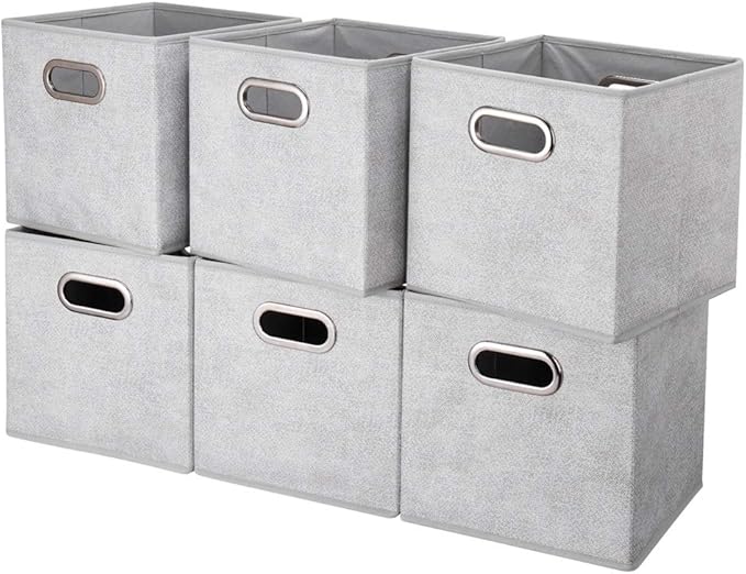 HSDTCollapsible Cloth Cubes Storage Bins Baskets Boxes Grey-White Lattice Pattern 10.5 x 10.5 x 11 Inches - Pack of 6,QY-SC14-6,Brush gradient(Set of 3)