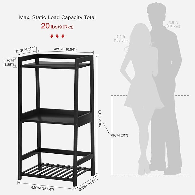 3 Tier Bamboo Bathroom Shelves, Ladder Shelf for Storage, Rustic Home Organizer, Space-Saving Design, Stylish Display Nightstand, Stylish Storage Solution for Home, Living Room, Kitchen
