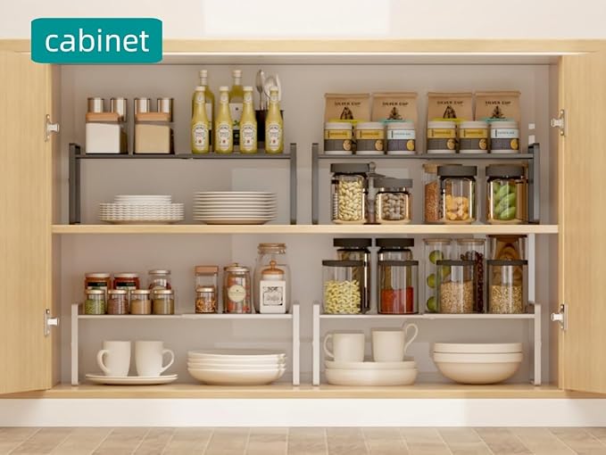 Expandable Cabinet Shelf Organizer Riser for Kitchen Pantry Cupboard Under Sink Countertop,kitchen cabinet shelf 8.3’’D * 12.2-23.6’’W * 10.4’’H