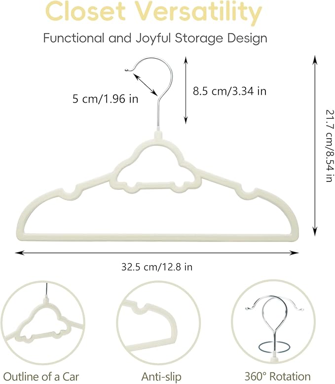 GoodtoU Baby Hangers, Kids Hangers 50 Pack Velvet Hangers for Toddler Infant Childrens Child Small Coats Pants Clothes - Closet Organizers & Storage 12.6 Inch