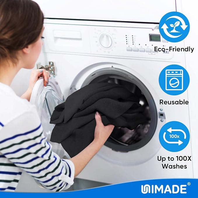 Microfiber Cleaning Cloth, 20 Pack Reusable Microfiber Towels for Cars Lint Free Cleaning Shop Towel Rags for Home Kitchen Automotive Bar Mechanic Restaurant Garage, 11.5"x 11.5", Black