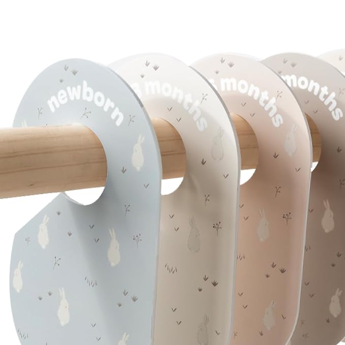 3 Sprouts Baby Closet Dividers Set of 8 - Toddler Clothes Organizer Hanger, Double-Sided Size Labels - Nursery Organization for Newborn Clothing, Infant, Boy & Girl - Rabbit