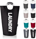 100L Laundry Basket, Collapsible Laundry Hamper with Padded Handles, Waterproof Laundry Bag, Tall Clothes Hamper Stand Up Well, Foldable Laundry Baskets for Easy Storage(Printed Black)