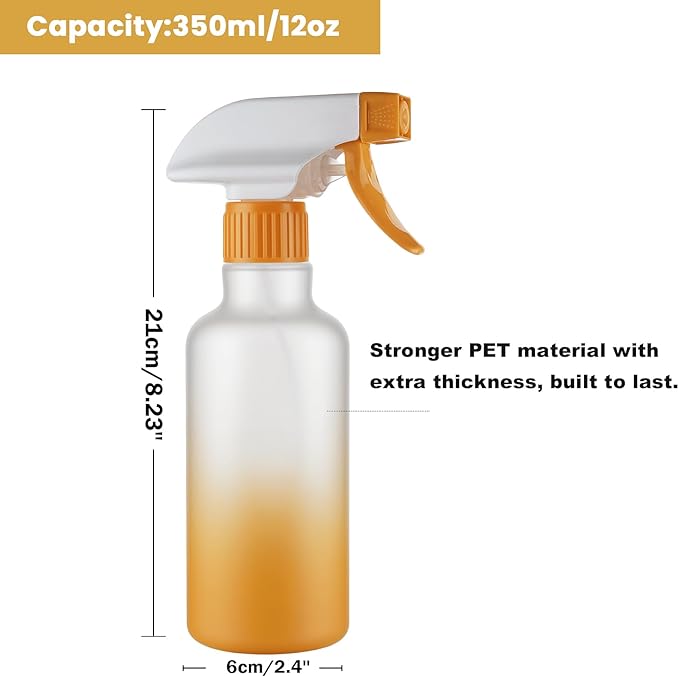 Spray Bottles Plastic Spray Bottle for Hair Mist/Stream Heavy Duty Empty Spray Bottles for Cleaning Solutions, Plants, Cooking (12oz-Yellow)