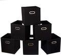 Fabric Cloth Storage Bins,Fabric Cube Organizer with Dual Handles Foldable Cube Storage Baskets for Home Bedroom Storage,Set of 6, Black