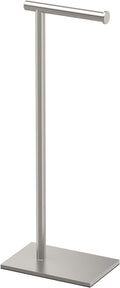 Gatco 1431SN, Modern Rectangle Base Freestanding Toilet Paper Holder, 22.25”, Satin Nickel/Free Standing Toilet Tissue Holder Stand with Weighted Base
