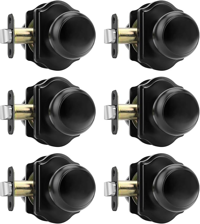 Haidms Black Closet Door Knobs Interior, Passage Interior Door knobs, Matte Black Indoor Closet Doorknobs for Closet or Hall (6 Pack)