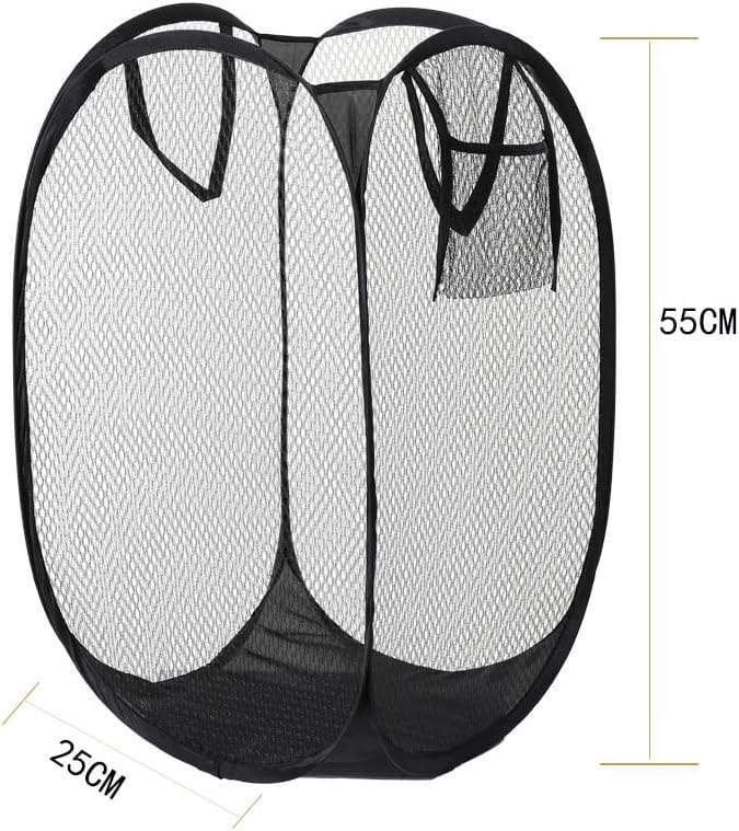Mesh Laundry Hamper, Foldable Pop-Up Design, Black (black, Large)