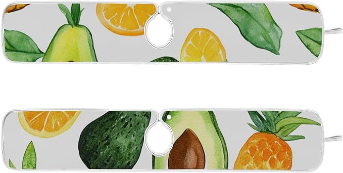 Sink Faucet Absorbing Mat Kitchen Sink Splash Guard Splash Faucet Drip Catcher for Bar RV Bathroom 2PCS 30x5.5in Cartoon Green Avocados Pineapples