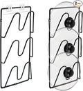 2 Pack Pot Lid Organizer, 6-Tier Pots & Pans Lid Holder Organizer for Cabinet or Wall/Door Kitchen Storage, No-Drill Adhesive Mount, Space-Saving Solution