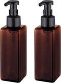UUJOLY Foaming Soap Dispenser 1L (33.8oz) Refillable Plastic Pump Bottle for Liquid Soap, Shampoo, Body Wash (2 Pcs) (Amber)