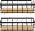 2 Pack Small Wire Baskets, Narrow Rustic Storage Bin for Bathroom Counter, Farmhouse RectangleOrganizer Tray for Kitchen Countertop, Pantry, RV, Office Decorative