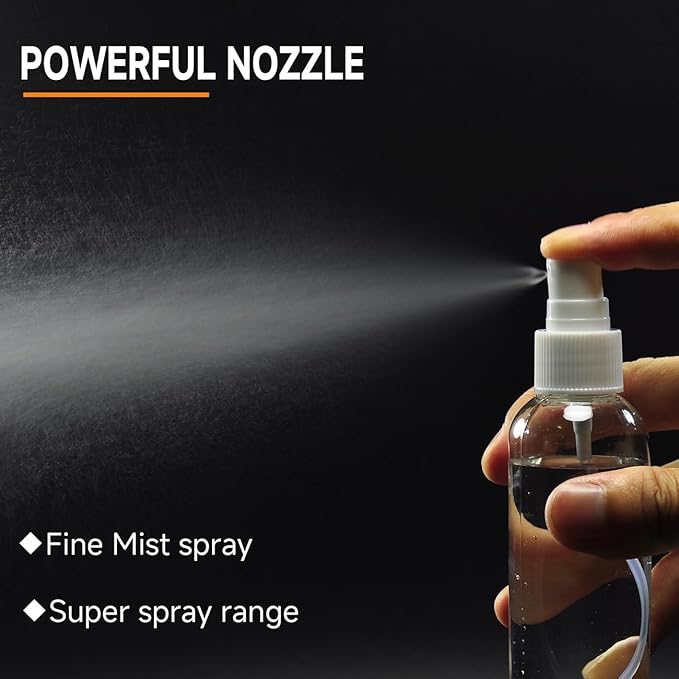 ZEJIA Small Spray Bottles 2OZ, Plastic Travel Spray Bottle, Refillable Mini Spray Bottle for Face, Liquids, Perfume, with Labels (3 Pack)