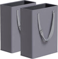 TECHMILLY Slim Laundry Hamper with Adjustable Long Handles, 45L Small Laundry Baskets with Mesh Top, Narrow Dirty Clothes Hamper for Bedroom, Closet, and Bathroom - Grey, 2 Packs