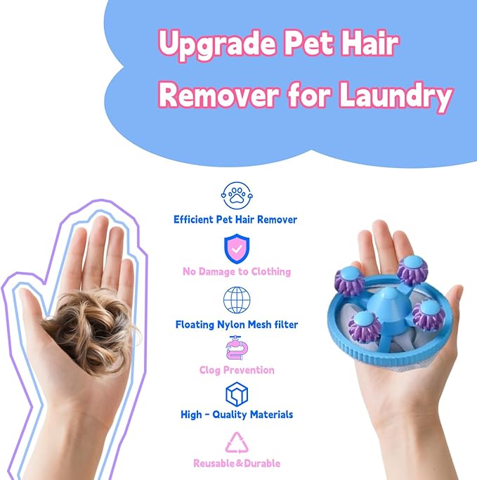 Upgrade Pet Hair Remover for Laundry - Lint Catcher for Washing Machine, Reusable Household Hair Filter Washer Lint Trap Net Pouch (3 Pieces)
