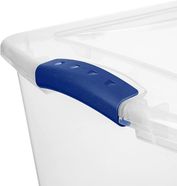 4 Pack 66 Qt Clear Plastic Storage Bins with Lids - Large Stackable Storage Containers for Home, Garage & Basement Organization, Designed for Clothes, Toys & Seasonal Items