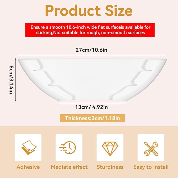 5 Pcs Universal Pot Lid Organizer for Cabinet, Pan Lids Holders Inside Cabinet Door, Wall Mount Pots Lid Organizers Rack for Kitchen, Fits 6" to 13.5"(White)