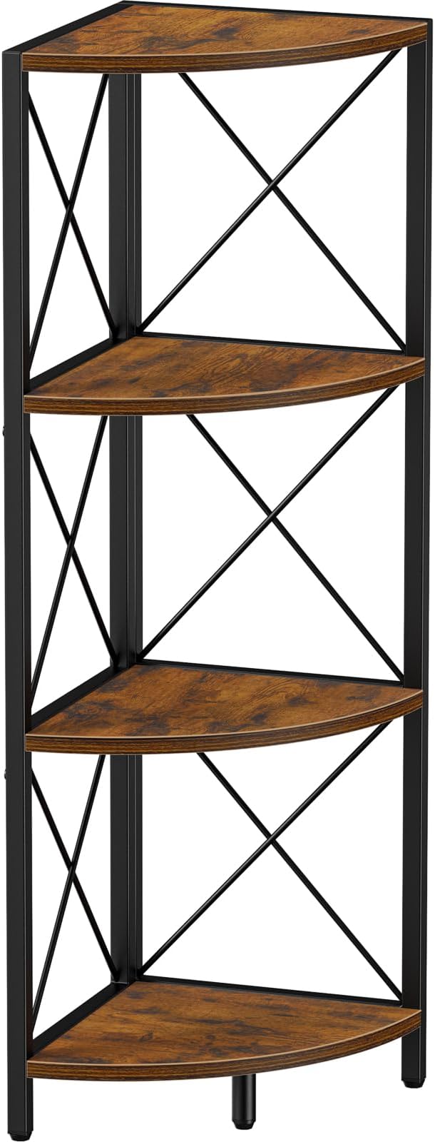 Snughome Rustic Corner Shelf Stand for Desktop, 4 Tier Corner Storage Plant Shelf, Freestanding Corner Shelf Display Rack, Multi-Unit Organizer for Living Room, Home Office, Small Space，Rustic Brown