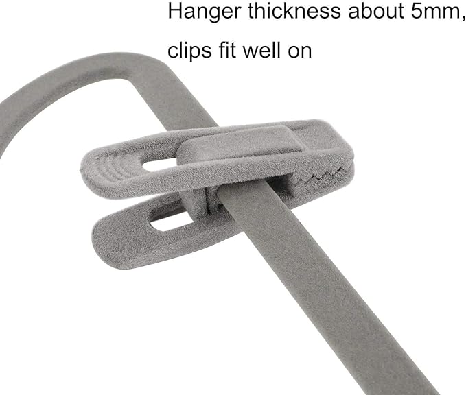Velvet Hangers Clips 20 Pack, Grey Pants Hangers Velvet Clips, Strong Finger Clips Perfect for Thin Velvet Hangers (Grey)