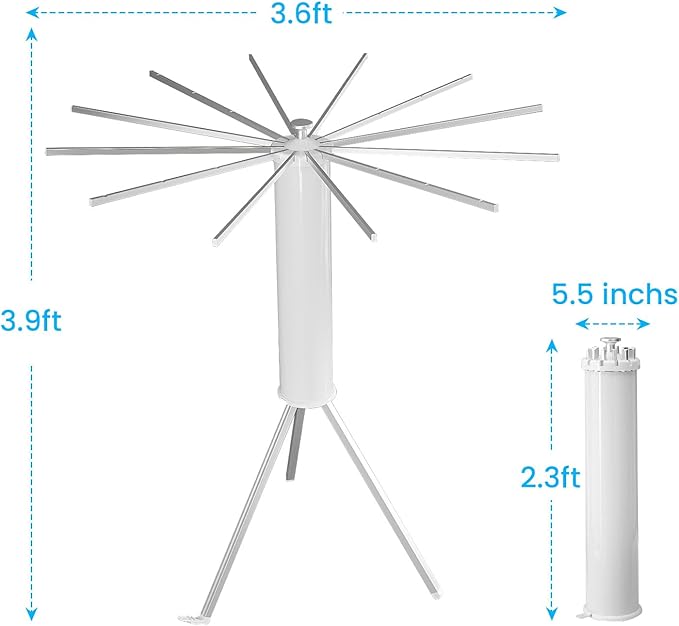 JOOM Tripod Clothes Drying Rack, Garment Rack Portable and Foldable Space Saving Laundry Drying Rack - Drying Rack Clothing Floor Folding Balcony Bedroom Household Aluminum