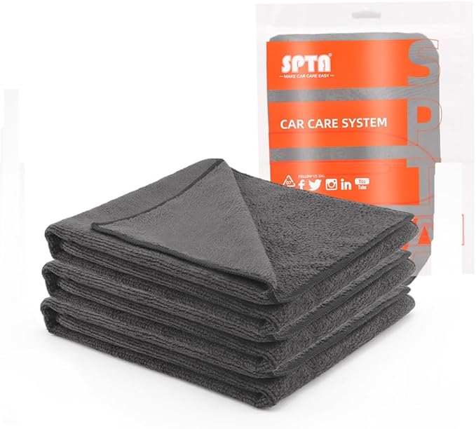 SPTA Car Microfiber Towels, Sport & Workout Towel - Gym, Exercise, Fitness, Spa, Ultra Soft, Super Absorbent, Fast Drying Premium Microfiber, 320gsm, 16in x 27in, Midnight (3-Pack)-MT036