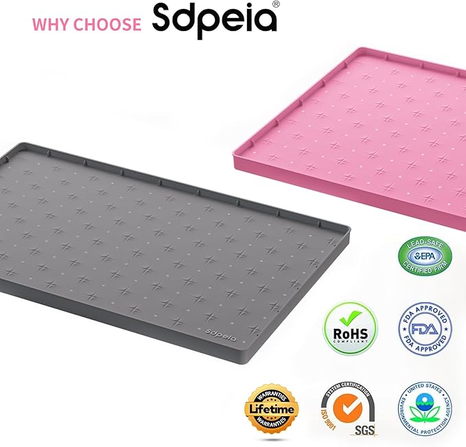 Sdpeia Under Sink Mat 19"×19" Waterproof Silicone Cabinet Liner & Sink Protector for Kitchen & Bathroom, Multi-Purpose Organizers Tray for Pets, Laundry, Cat Litter Mat,Gray