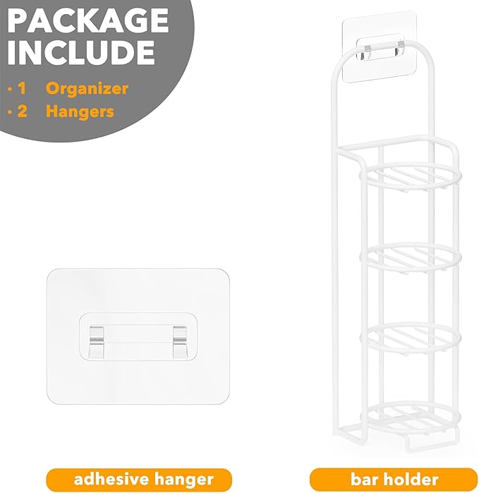 SpaceAid 4 Tier Shampoo Bar Holder for Shower, Self Draining Soap Bar Holders Caddy for Bathroom Wall and Kitchen Sink, Shampoo Bar Dish Rack, Stainless Steel Bar Soap Holder (White)