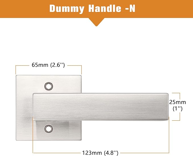 Probrico Brushed Nickel Half Dummy Levers, Square Non-Turning Door Knobs for Left or Right Handed Doors, Interior Inactive Door Handle for Closet or Pantry (10 Pack, Single Side, Exposed Screws)