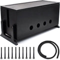 Large Cable Management Box, Wood Cord Hider Box & Organizer for Power Strip Hider Cable Storage for Office, TV Wires, Desk Cord Organizer, 14.2" x 6" x 6.3", Black, Wood