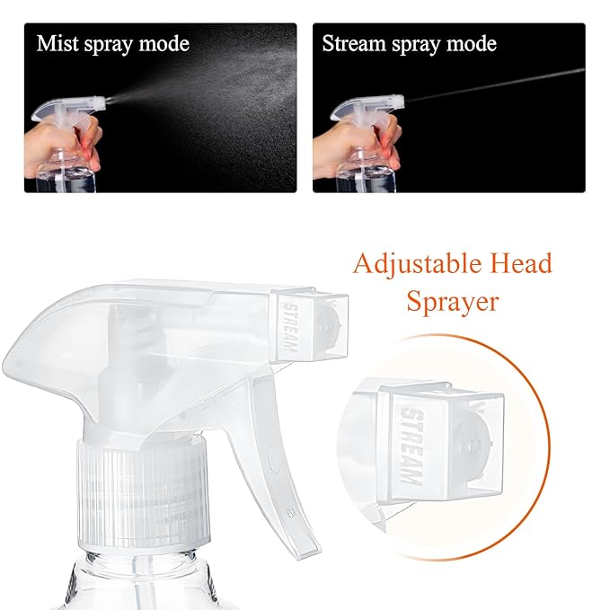 Jinei 24 Pcs 8 oz Empty Plastic Spray Bottle Bulk with Trigger Sprayers Pet Adjustable Head from Fine to Stream Refillable for Hair Plants Cooking Pets, No Leakage(Clear)