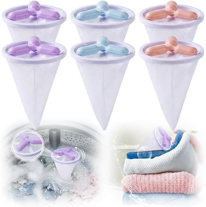 Lint Catcher for Washing Machine, Durable Pet Hair Remover for Laundry, Reusable Floating Hair Filtering Mesh Removal, Dog Hair Catcher for Laundry Washing Machine (6PCS)